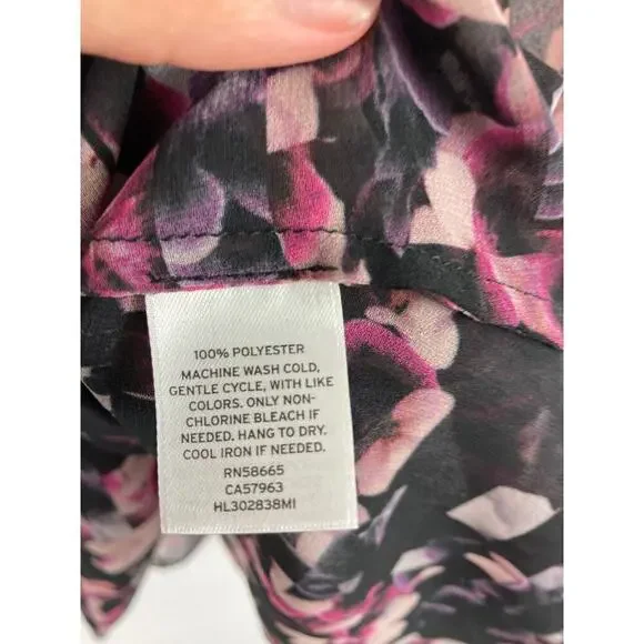 Chelsea28 floral chiffon semi sheer blouse size XS - Picture 3 of 4